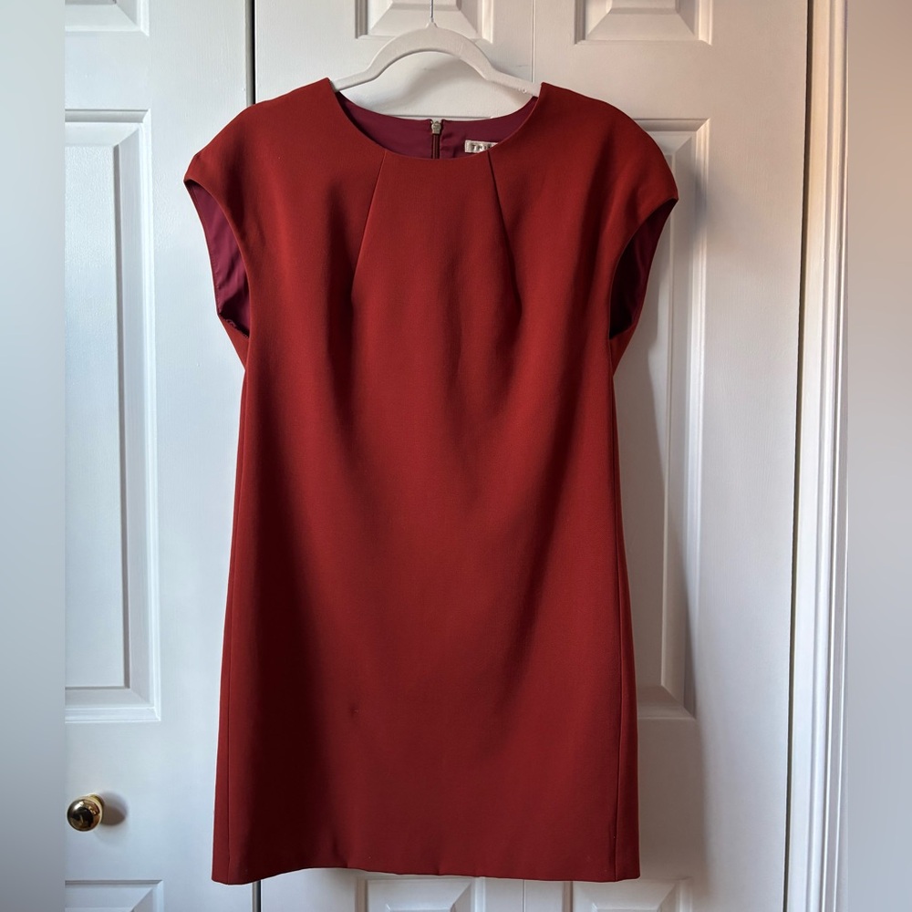 Trina Turk burgundy / pumpkin tunic dress